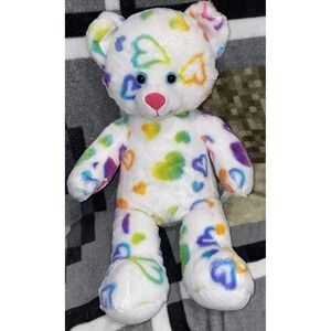 Build a Bear 17" Plush Heart Teddy Bear Tie Dye Stuffed Animal Purple Blue